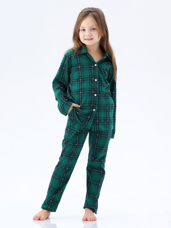 Пижама детская из клетки с брюками Family look - 10
