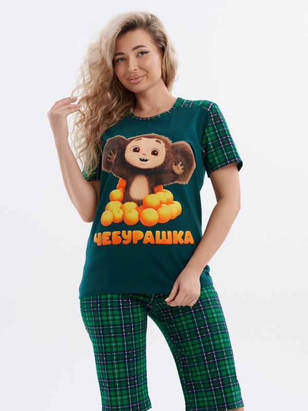 Пижама в клетку домашний костюм - 17