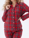 Пижама в клетку с брюками и рубашкой Family look - 7
