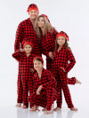 Пижама в клетку с брюками и рубашкой Family look - 7